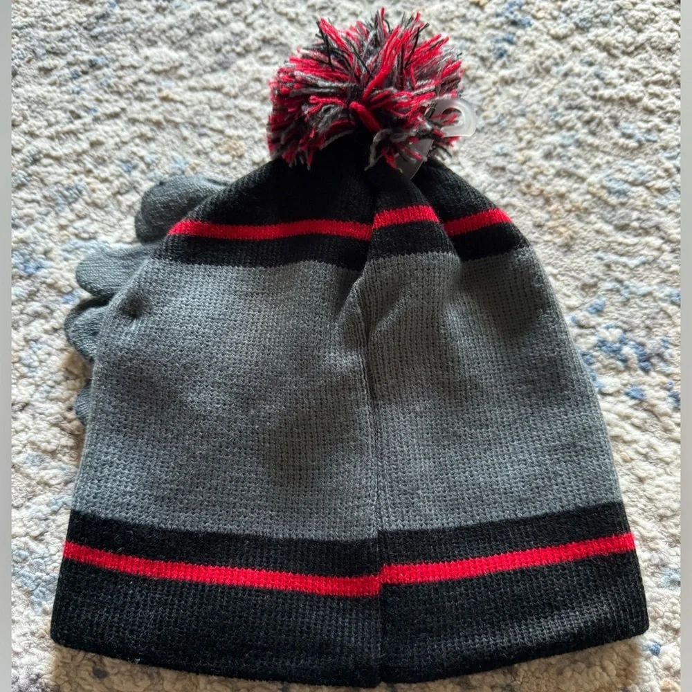 Disney Mickey Mouse Kids Gray, Black & Red Pom Beanie NWT!